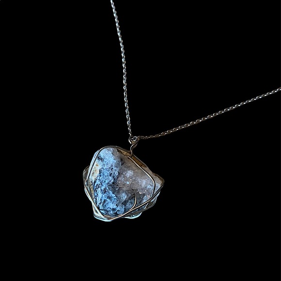 Hand Crafted Jewelry - Geode Rock Crystal Necklace